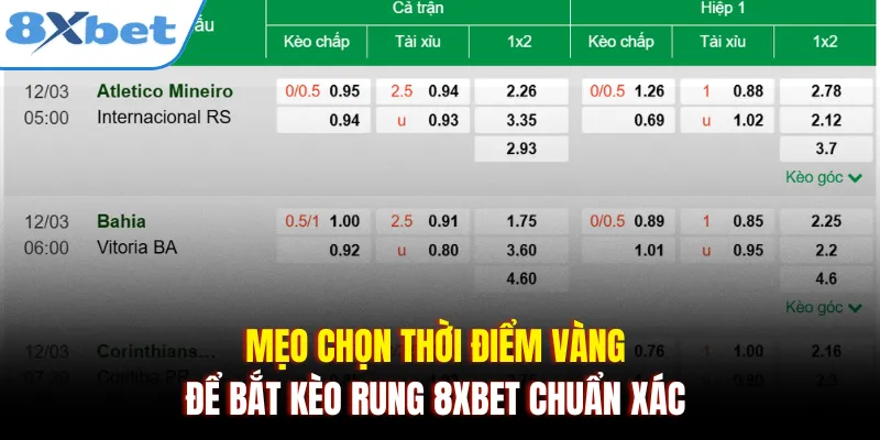 Mẹo chọn thời điểm vàng để bắt kèo rung 8xbet chuẩn xác 